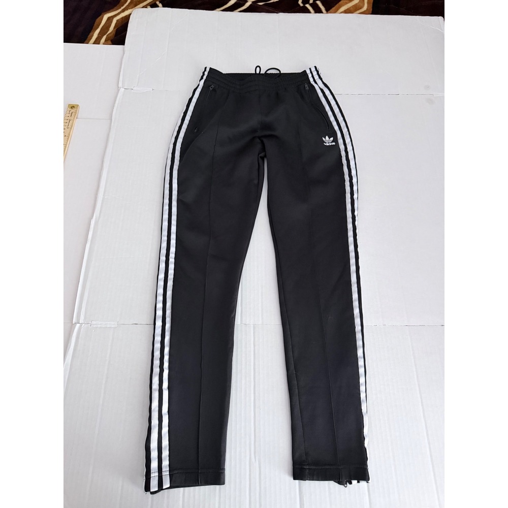 Adidas Originals Black White 3-Stripe Track Pants Slim Fit Trefoil Small